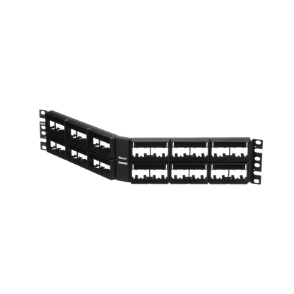 Panel de Parcheo Modular Mini-Com (Sin Conectores), Angulado, Sin Blindaje, Con Etiqueta y Cubierta, de 48 Puertos, 2UR