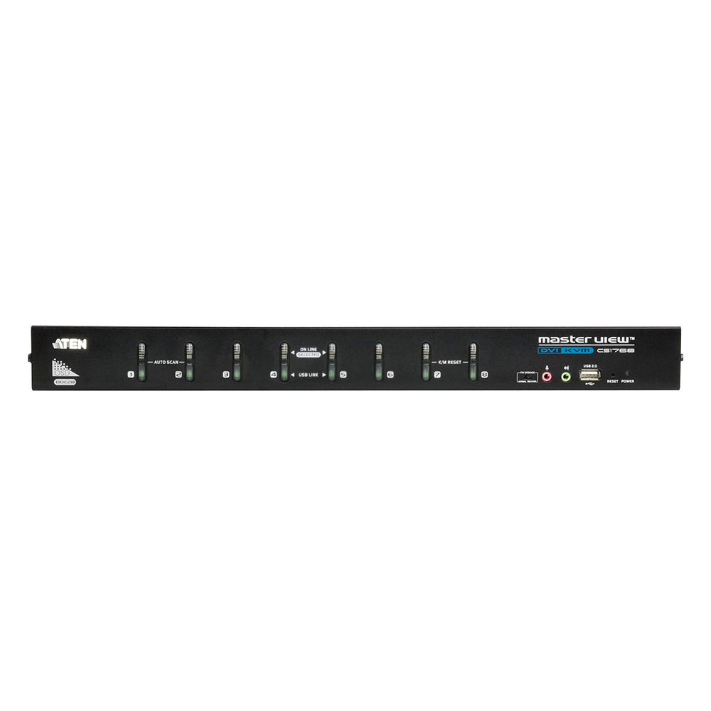 Switch KVM | 8 Puertos | DVI/VGA | Conexión en Cascada | Control de hasta 512 computadoras | USB 2.0 | Soporte Modo Difusión | Función Multipantalla