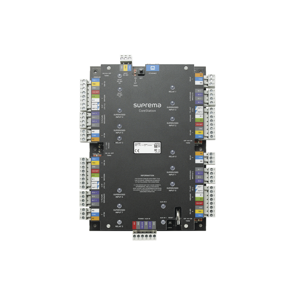 CoreStation Panel de Control de Acceso / Biometría Integrada / Compatible con Sistema de Elevadores / 200,000 Huellas  / 4 Puertas