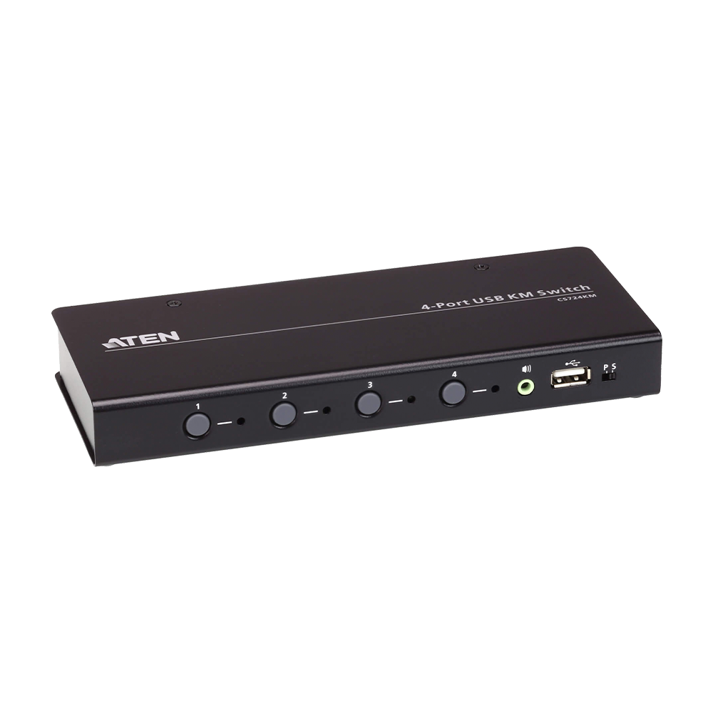 Switch KM USB| 4 Puertos | Boundless Switching | RS232 | Controla 4 Computadoras con 1 Teclado/Mouse