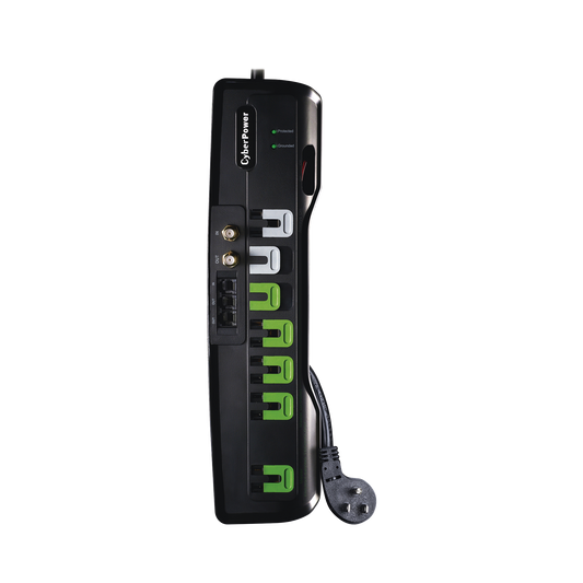 Multicontacto Con Supresor de Picos, Voltaje de Entrada 125 Vca NEMA 5-15P, Con 7 Salidas NEMA 5-15R, 1950 Joules, Protección RJ11 y Coaxial RG6
