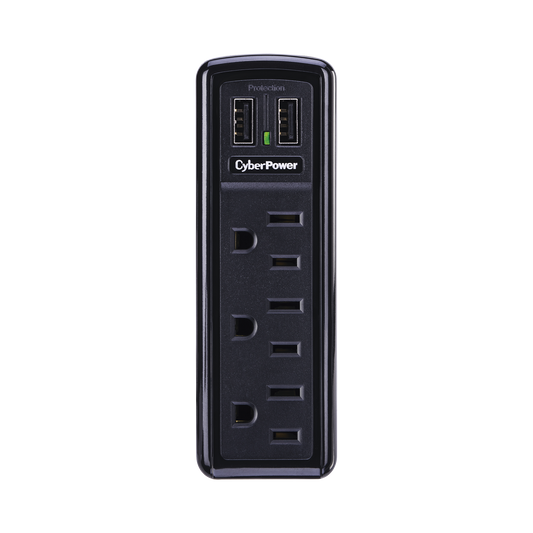 Multicontacto con Supresor de Picos de Pared, Voltaje de Entrada 125 Vca NEMA 5-15P,  Con 3 Salidas NEMA 5-15R, 2 Puertos de Carga USB, 918 Joules