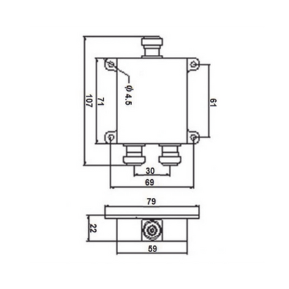 DIVISOR WILKINSON DE 2 VIAS 694-2700MHz 50W -154DBC TIPO N 4.3-10  IP67