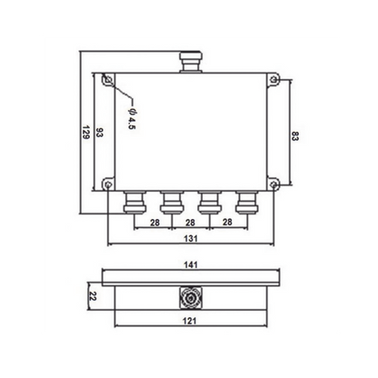 DIVISOR WILKINSON DE 4 VIAS 694-2700MHz 50W -154dBc 4.3-10
