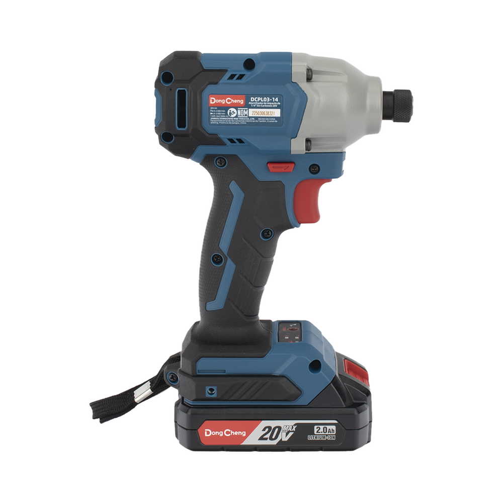 Atornillador de Impacto Inalámbrico 20V / Motor Brushless / Portabrocas Hexagonal 1/4 in / 90-180 Nm Torque / Batería 2.0Ah con Maletín