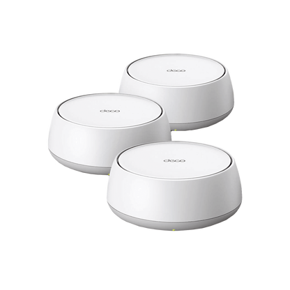 KIT 3 Routers Inalámbrico MESH Interior para Hogar / Doble Banda Wi-Fi 7 BE3600 Mbps / 2 Puerto 2.5 Gigabit WAN/LAN / 4 Antenas Internas / Operación Multi-Link MLO / Administración Mediante la App Deco (iOS, Android) / HomeShield