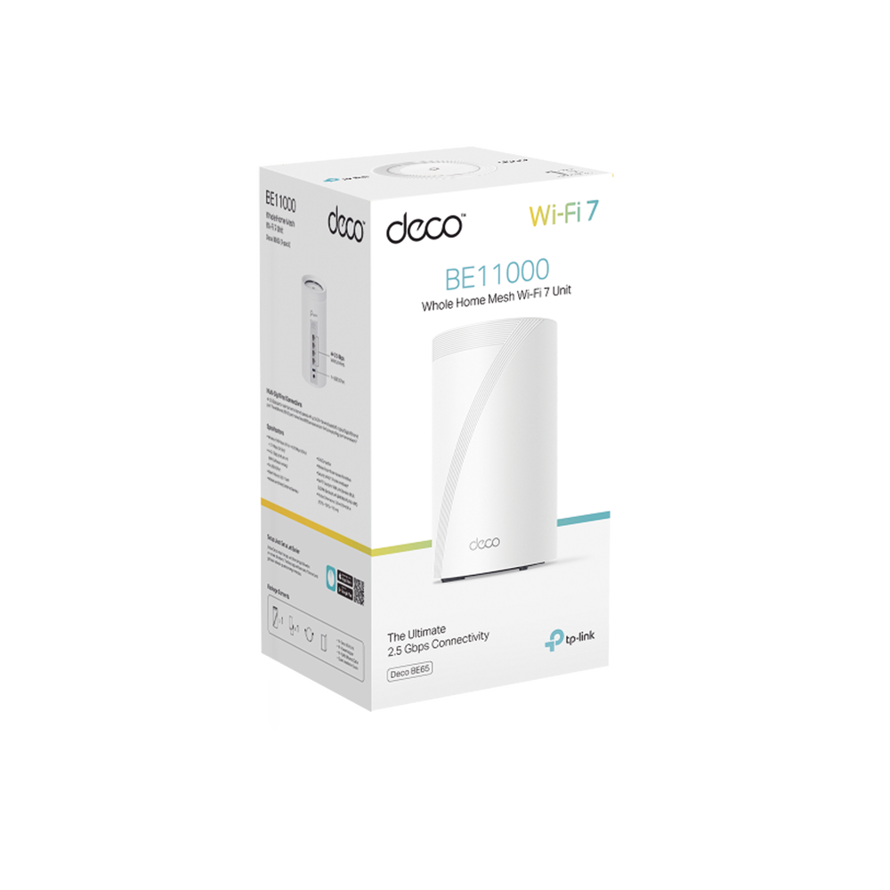 Router Inalámbrico MESH Interior para Hogar / Triple Banda Wi-Fi 7 BE9300 Mbps / 2 Puerto 2.5 Gigabit WAN/LAN / 4 Antenas Internas / Operación Multi-Link MLO / Administración Mediante la App Deco (iOS, Android) / HomeShield
