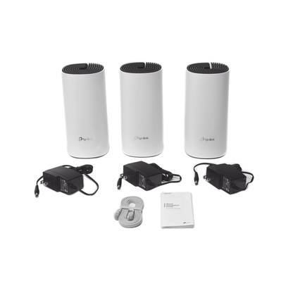 KIT 3 Routers Inalámbricos MESH Interior para Hogar / Doble Banda Wi-Fi 5 AC1200 Mbps / 2 Puerto Gigabit WAN/LAN / 2 Antenas Internas / Administración Mediante la App Deco (iOS, Android)