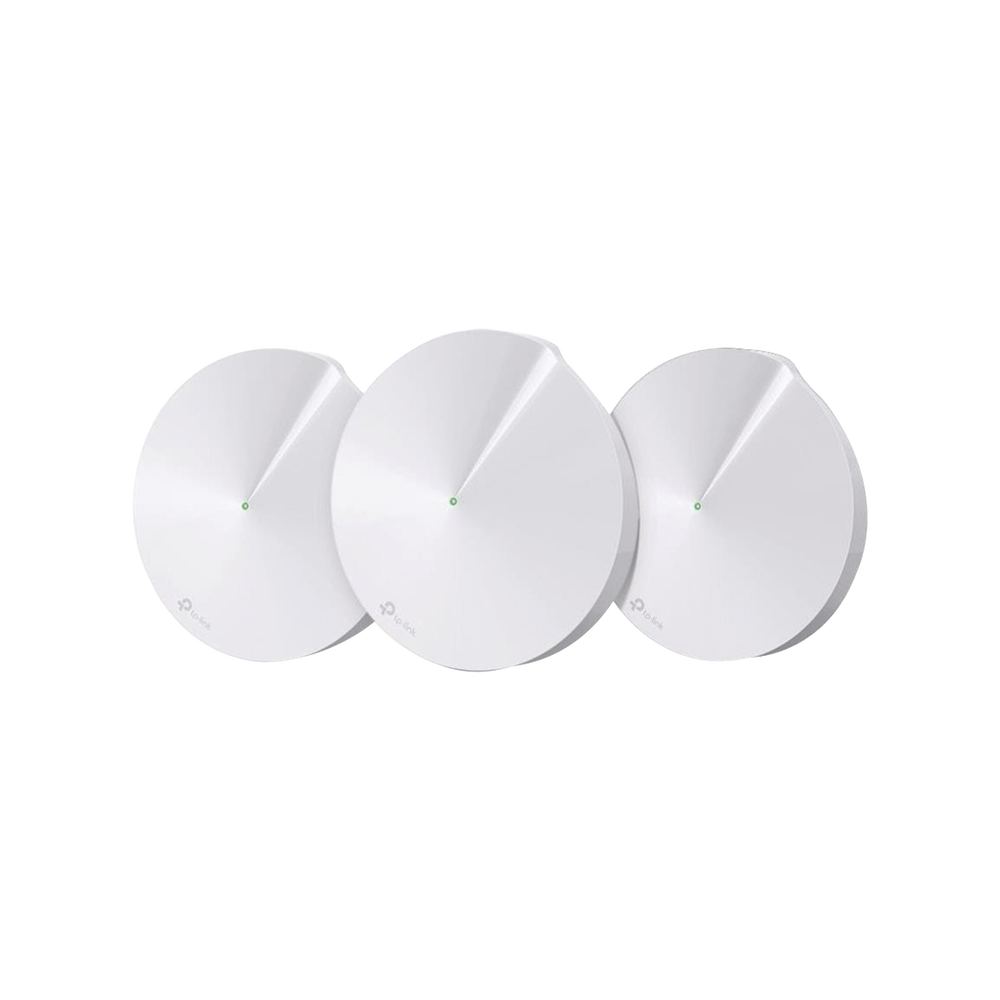 Kit 3 Routers Inalámbricos MESH Interior para Hogar / Doble Banda Wi-Fi 5 AC1300 Mbps / 2 Puerto Gigabit WAN/LAN / 4 Antenas Internas / Administración Mediante la App Deco (iOS, Android) / Protección HomeCare
