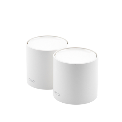 Kit 2 Routers Inalámbricos MESH Interior para Hogar / Doble Banda Wi-Fi 6 AX1800 Mbps / 2 Puerto Gigabit WAN/LAN / 2 Antenas Internas / Administración Mediante la App Deco (iOS, Android) / Protección HomeShield