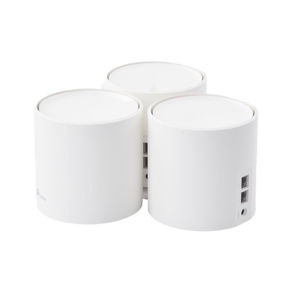 Kit 3 Routers Inalámbricos MESH Interior para Hogar / Doble Banda Wi-Fi 6 AX1800 Mbps / 2 Puerto Gigabit WAN/LAN / 2 Antenas Internas / Administración Mediante la App Deco (iOS, Android) / Protección HomeShield