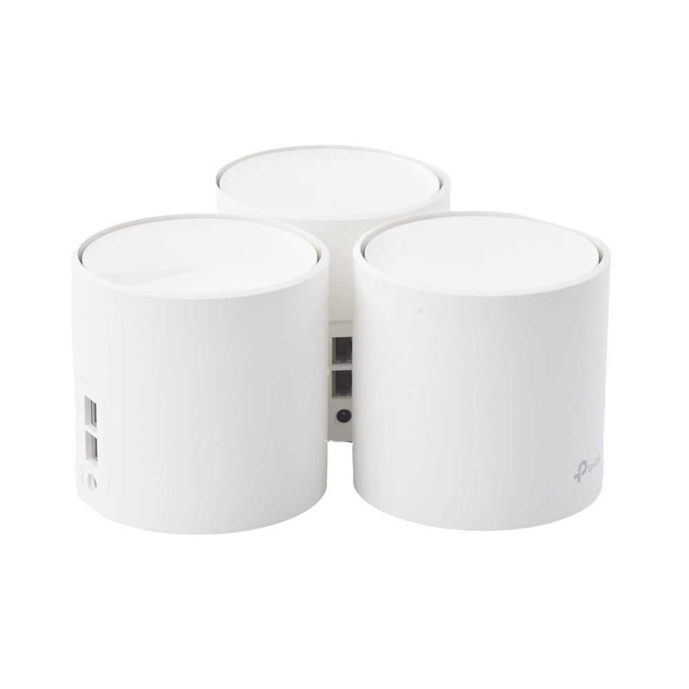 Kit 3 Routers Inalámbricos MESH Interior para Hogar / Doble Banda Wi-Fi 6 AX1800 Mbps / 2 Puerto Gigabit WAN/LAN / 2 Antenas Internas / Administración Mediante la App Deco (iOS, Android) / Protección HomeShield