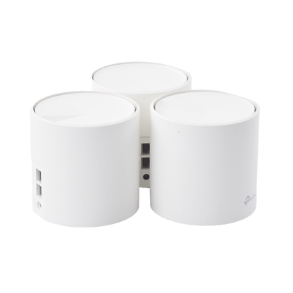 Kit 3 Routers Inalámbricos MESH Interior para Hogar / Doble Banda Wi-Fi 6 AX1800 Mbps / 2 Puerto Gigabit WAN/LAN / 2 Antenas Internas / Administración Mediante la App Deco (iOS, Android) / Protección HomeShield