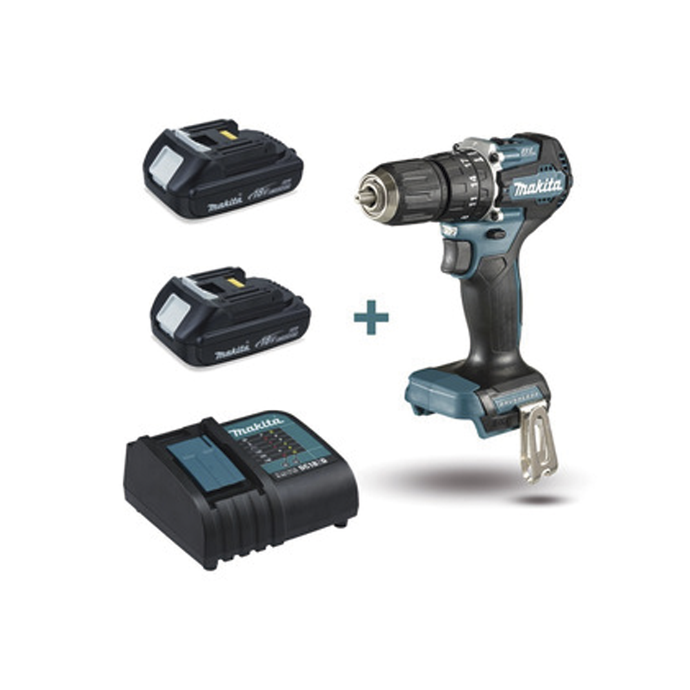 Rotomartillo/Taladro Inalámbrico SIN CARBONES, Broquero de 1/2", 1,700 RPM, 18V, Torque: 42 N.m C/2 Bat. (1.5Ah) y Cargador.