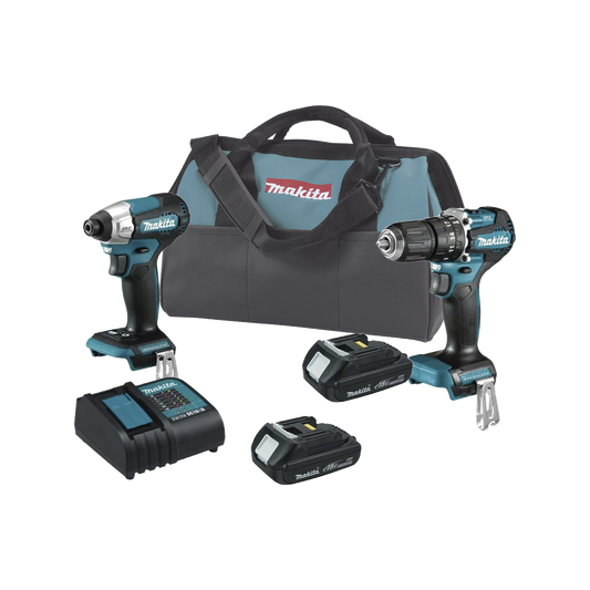 Kit de Rotomartillo Atornillador DHP487Z + Atornillador de Impacto DTD157Z, incluye 2 Baterías BL1815N, 1 Cargador DC18SD y Maleta de lona.