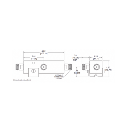 Separador 20dB (100:1) Tap 350-5930MHz 500W -161dBc TIPO N IP67 .