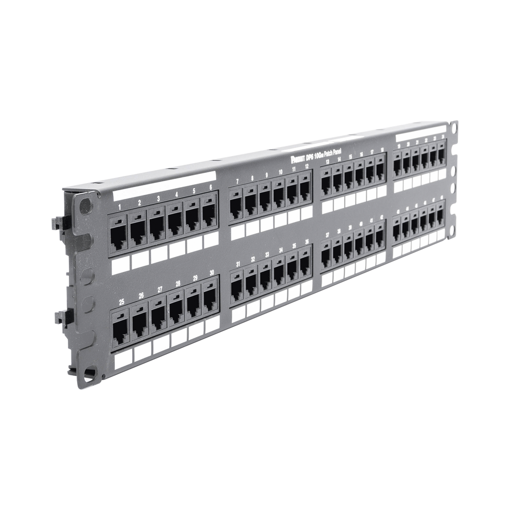 Panel de Parcheo de Impacto (110), Plano, Categoría 6A, de 48 Puertos, 2UR
