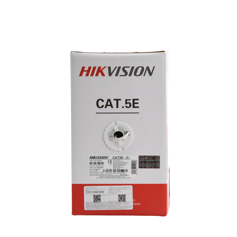 Bobina de Cable UTP 305 Metros (1000 Pies) / Cat5E (24 AWG) / Color Blanco / PVC (CM) / Uso en Interior / 100% Cobre / Aplicaciones de CCTV y Redes de Datos