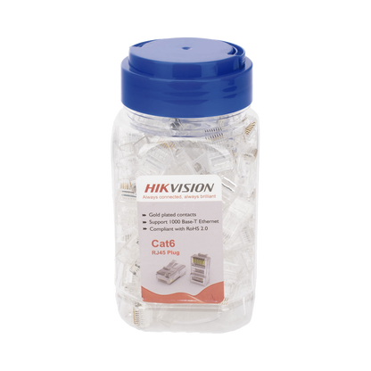 Bote con 100 Piezas de Plug Modular RJ45 / Cat 6 / Chapado en Oro a 30 Micras / Sin Blindaje / Fácil Instalación / Uso Interior / Soporta Norma TIA-568B / Cumple con RoHS 2.0