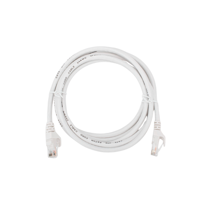 Cable de Parcheo (Patch Cord) / UTP / Cat. 6 (24 AWG) / 2 Metros (6.56 Pies) / Color Blanco/ Ideal para PoE+ / Interior