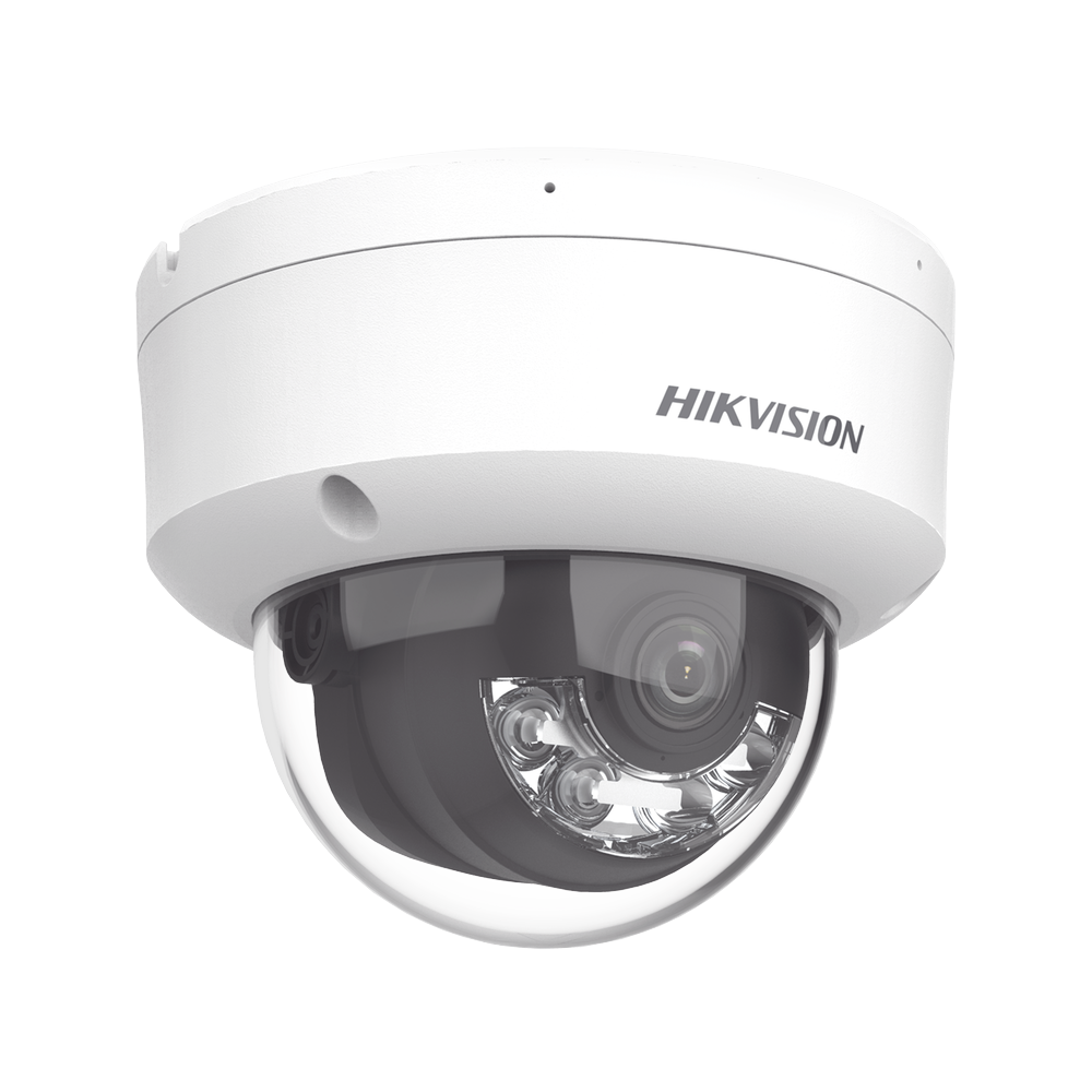 [Dual Light] Domo IP 2 Megapixel / Lente 2.8 mm / 30 mts IR + Luz Blanca / Micrófono Integrado / Antivandálico IK08 / ACUSENSE Lite / Exterior IP67 / H.265+/H.264+ / PoE / ONVIF (Profile S/T)