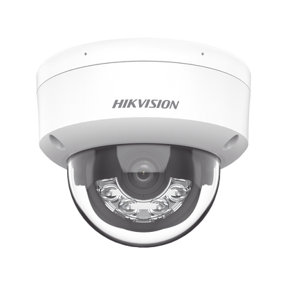 [Dual Light] Domo IP 2 Megapixel / Lente 2.8 mm / 30 mts IR + Luz Blanca / Micrófono Integrado / Antivandálico IK08 / ACUSENSE Lite / Exterior IP67 / H.265+/H.264+ / PoE / ONVIF (Profile S/T)