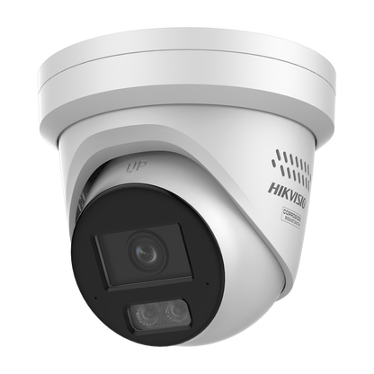 [Dual Light + ColorVu 3.0 + HikAI] Turret IP 8 Megapixel / Lente 2.8 mm / 30 mts IR + Luz Blanca / 2 Microfonos Integrados / Exterior IP67 / Estrobo Azul y Rojo / WDR 130 dB / ACUSENSE 3.0 / Metal / NEMA 4X / ACUSEEK