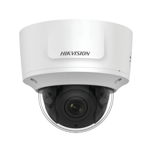 Domo IP 4 Megapixel / Lente Mot. 2.8 a 12 mm / 30 mts IR EXIR / Exterior IP67 / IK10 / WDR 120 dB / PoE / Audio y Alarmas / Videoanaliticos Integrados