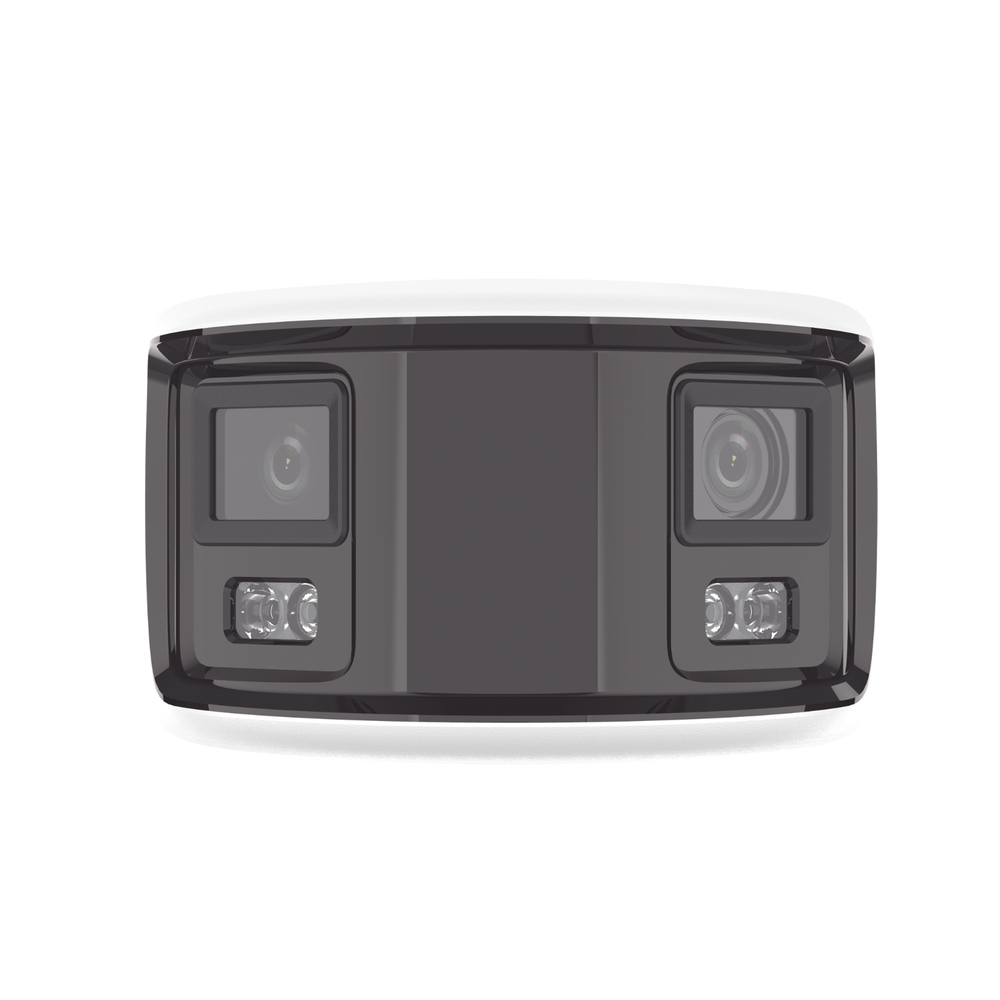 [FlexVu] [PROTECCIÓN ACTIVA] Bala IP Panorámica 8 Megapixel (4K) / 2 Lentes 4 mm (180°) / Imagen a Color 24/7 (ColorVu) / PoE / WDR 130° / IP67 / ACUSENSE / Luz Estroboscópica y Alarma Audible / 40 mts Luz Blanca / Micro SD