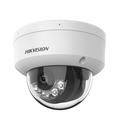 [Dual Light] Domo IP 4 Megapixel / Lente 2.8 mm / 30 mts IR + 30 mts Luz Blanca / Micrófono Integrado / Antivandálico IK08 / ACUSENSE Lite / Exterior IP67 / H.265 / PoE / ONVIF / Micro SD