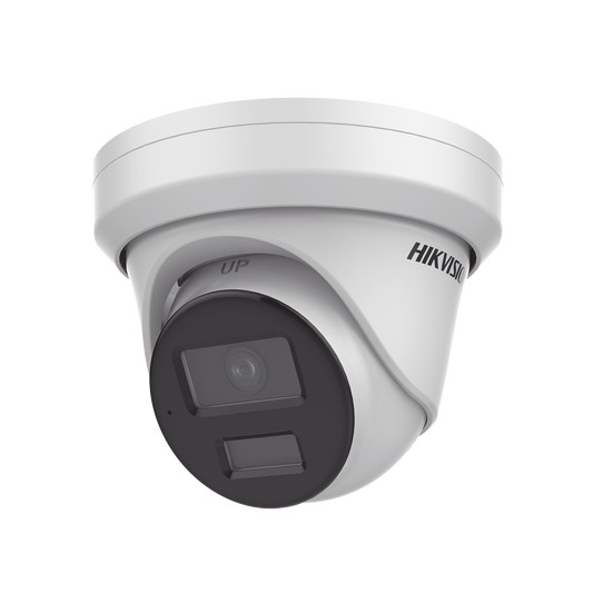 Turret IP 4 Megapixel / Lente 2.8 mm / Dual Light (40 mts IR + 40 mts Luz Blanca / DARKFIGHTER S / Microfono Integrado /  Exterior IP67 / WDR 130 dB /  AcuSense / Captura Facial / HEOP
