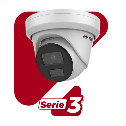 Turret IP 4 Megapixel / Lente 2.8 mm / 40 mts IR / Exterior IP67 / DARKFIGHTER / Audio y Alarma I/O / PoE / ONVIF / Micro SD / 4 Analíticos: AcuSense, Deteccion Facial, Conteo de Personas por Cruce y Zona