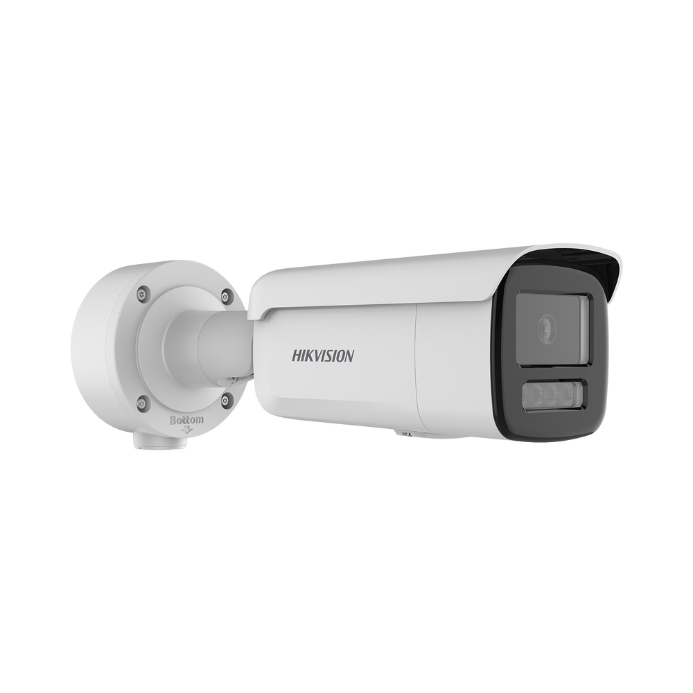[ PROTECCIÓN ACTIVA ] Bala IP 4 Megapixel / Lente 4 mm / 60 mts IR / Exterior IP67 / Micrófono y Bocina Integrado (Audio de Dos Vías) / DARKFIGHTER / PoE+ / Luz Estroboscopica / ONVIF / Micro SD / 4 Analíticos