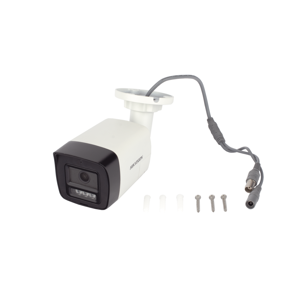[Audio Bidireccional + Dual Light + ColorVu] Bala TURBOHD 2 Megapixel (1080p) / Lente 2.8 mm / 30 mts IR EXIR + 20 mts Luz Blanca / Micrófono y Bocina Integrado / Exterior IP67 / Metal / dWDR