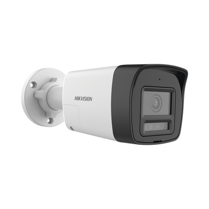 [Audio Bidireccional + Dual Light + ColorVu] Bala TURBOHD 4K (8 Megapixel) / Lente 2.8 mm / 30 mts IR EXIR + 20 mts Luz Blanca / Micrófono y Bocina Integrado / Exterior IP67 / Metal / dWDR