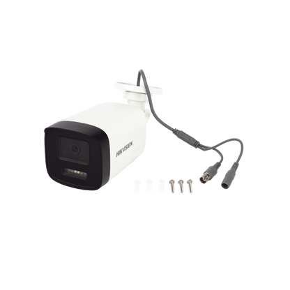 [Audio Bidireccional + Dual Light + ColorVu] Bala TURBOHD 3K  (5 Megapixel) / Lente 3.6 mm / 40 mts IR EXIR + 40 mts Luz Blanca / Micrófono y Bocina Integrado / Exterior IP67 / dWDR