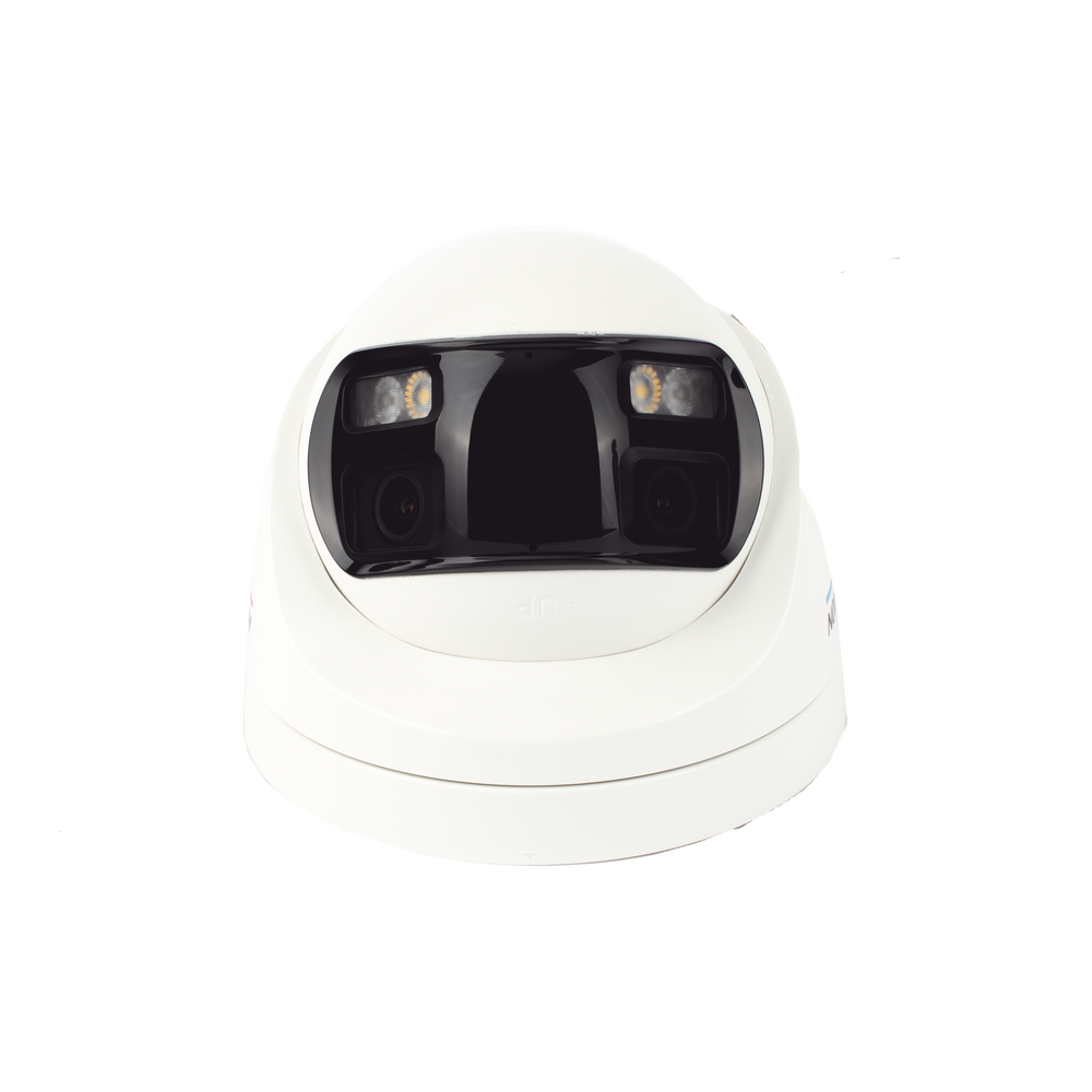 [ColorVu + Panoramica + Dual Light] Turret TURBOHD 3K (5 Megapixel) / Micrófono Integrado / Visión 180° / Imagen a Color 24/7 / 40 mts Luz Blanca + 40 mts IR / Exterior IP67 / WDR