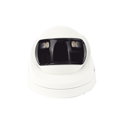 [ColorVu + Panoramica + Dual Light] Turret TURBOHD 3K (5 Megapixel) / Micrófono Integrado / Visión 180° / Imagen a Color 24/7 / 40 mts Luz Blanca + 40 mts IR / Exterior IP67 / WDR