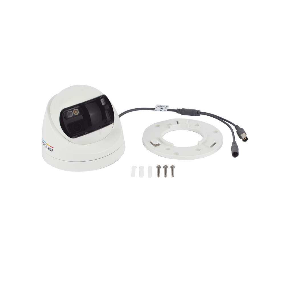 [ColorVu + Panoramica + Dual Light] Turret TURBOHD 3K (5 Megapixel) / Micrófono Integrado / Visión 180° / Imagen a Color 24/7 / 40 mts Luz Blanca + 40 mts IR / Exterior IP67 / WDR
