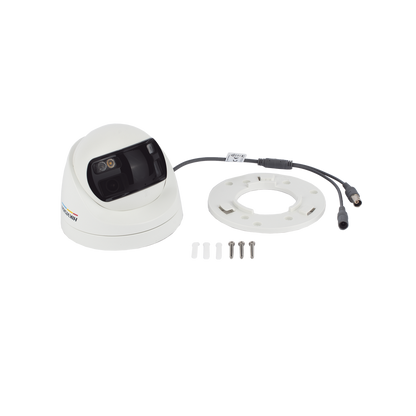 [ColorVu + Panoramica + Dual Light] Turret TURBOHD 3K (5 Megapixel) / Micrófono Integrado / Visión 180° / Imagen a Color 24/7 / 40 mts Luz Blanca + 40 mts IR / Exterior IP67 / WDR
