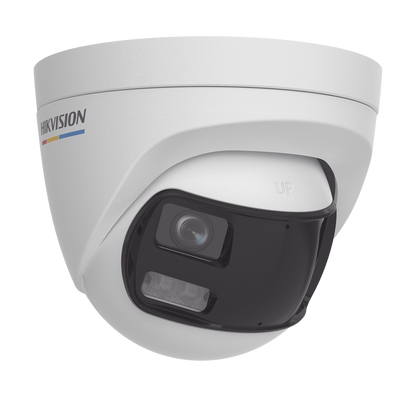 [ColorVu + Panoramica + Dual Light] Turret TURBOHD 3K (5 Megapixel) / Micrófono Integrado / Visión 180° / Imagen a Color 24/7 / 40 mts Luz Blanca + 40 mts IR / Exterior IP67 / WDR