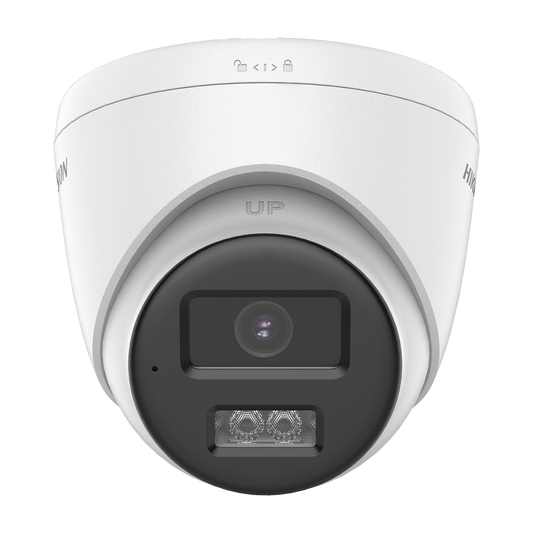 [Audio Bidireccional + Dual Light + ColorVu] Turret TURBOHD 4K (8 Megapixel) / Lente 2.8 mm / 40 mts IR EXIR + 40 mts Luz Blanca / Micrófono y Bocina Integrado / Exterior IP67 / dWDR