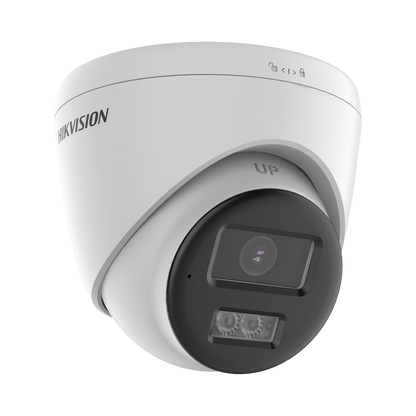 [Audio Bidireccional + Dual Light + ColorVu] Turret TURBOHD 4K (8 Megapixel) / Lente 2.8 mm / 40 mts IR EXIR + 40 mts Luz Blanca / Micrófono y Bocina Integrado / Exterior IP67 / dWDR