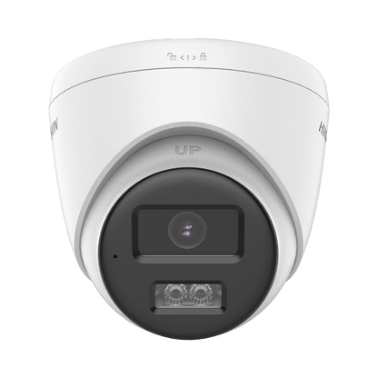 [Audio Bidireccional + Sirena & Estrobo + Dual Light + ColorVu] Turret TURBOHD 4K (8 Megapixel)  / Lente 2.8 mm / 40 mts IR EXIR + 40 mts Luz Blanca / Sirena / Micrófono y Bocina Integrado / Exterior IP67 / dWDR