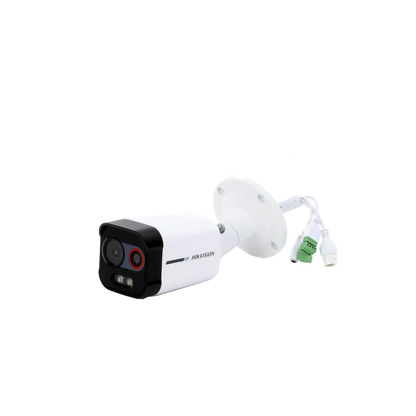 Cámara Bala IP Térmica y Óptica Biespectral / Análisis de Video (VCA) para Protección Perimetral / Clasifica Vehículo y Humano / Térmica 96 x 72 / Óptica 4 MP ColorVu / IP67 / micro SD de 256 GB/ PoE