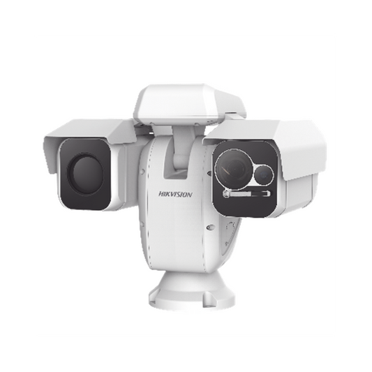 Punta de Poste IP Dual / Térmica 25 mm (384 X 288) + Óptico 40X / 200 mts IR / IP66 / Detección de Temperatura / Micro SD