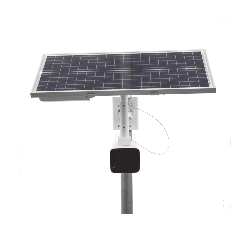 Kit Solar IP All in One / Cámara Bala ColorVu 4 Megapixel / Lente 4 mm / Panel Solar / Batería de Respaldo de Litio 23.2Ah (Hasta 24 Días) / Conexión 4G / Accesorios de Instalación
