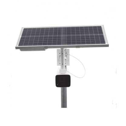 Kit Solar IP All in One / Cámara Bala ColorVu 4 Megapixel / Lente 4 mm / Panel Solar / Batería de Respaldo de Litio 23.2Ah (Hasta 24 Días) / Conexión 4G / Accesorios de Instalación