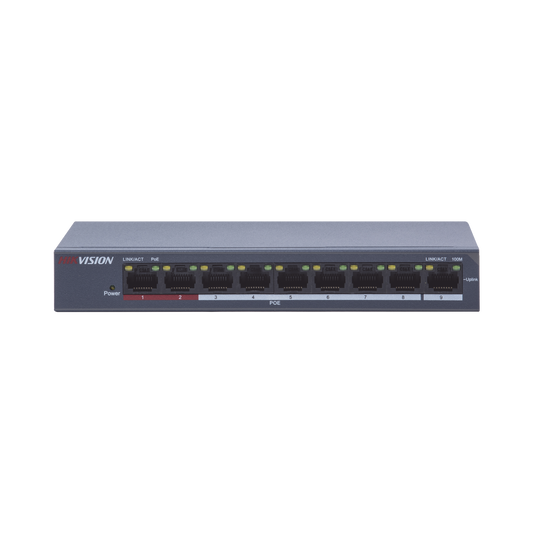 Switch PoE+ / 250 Metros PoE Larga Distancia / 8 Puertos 100 Mbps 802.3 af/at (30 W) + 1 Puerto Uplink 100 Mbps