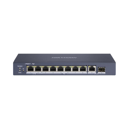 Switch PoE+ / No Administrable / 7 Puertos 1000 Mbps 802.3 af/at (30 W) / 2 Puertos 1000 Mbps Hi-PoE (90 W) / 1 Puertos 1000 Mbps Uplink / 1 Puerto SFP / Modo Extendido hasta 300 Metros / 110 Watts